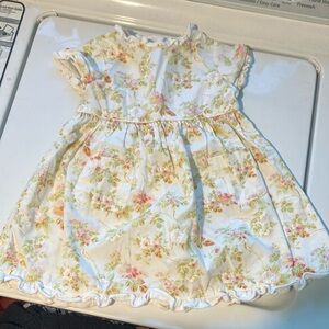 Floral Kids Dress - Cream and Pink Laura Ashley girls 18 months short sleeve